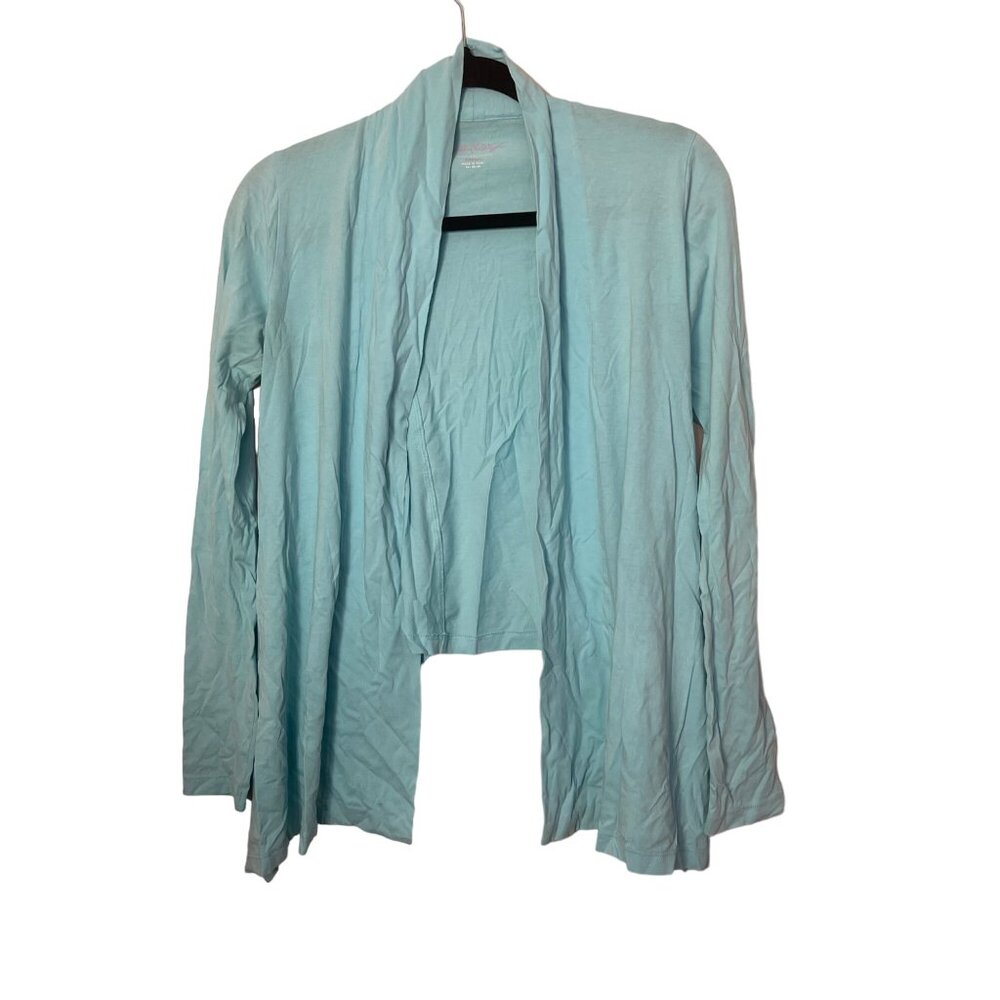 Lilly Pulitzer Women's Aqua Blue 100% Pima Cotton Drape Front Cardigan SZ XSmall